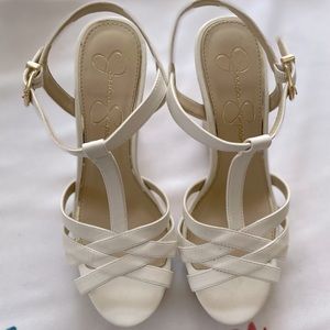 Jessica Simpson White Wedge Sandals